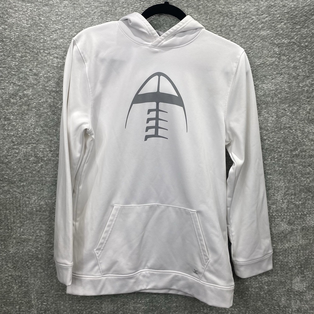 Xersion Mens XL Sweatshirt White Hooded Football Pullover